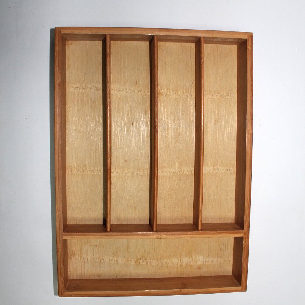 Bed Bath & Beyond 14" Bamboo Drawer Utensil Organizer Flatware Cutlery Tray